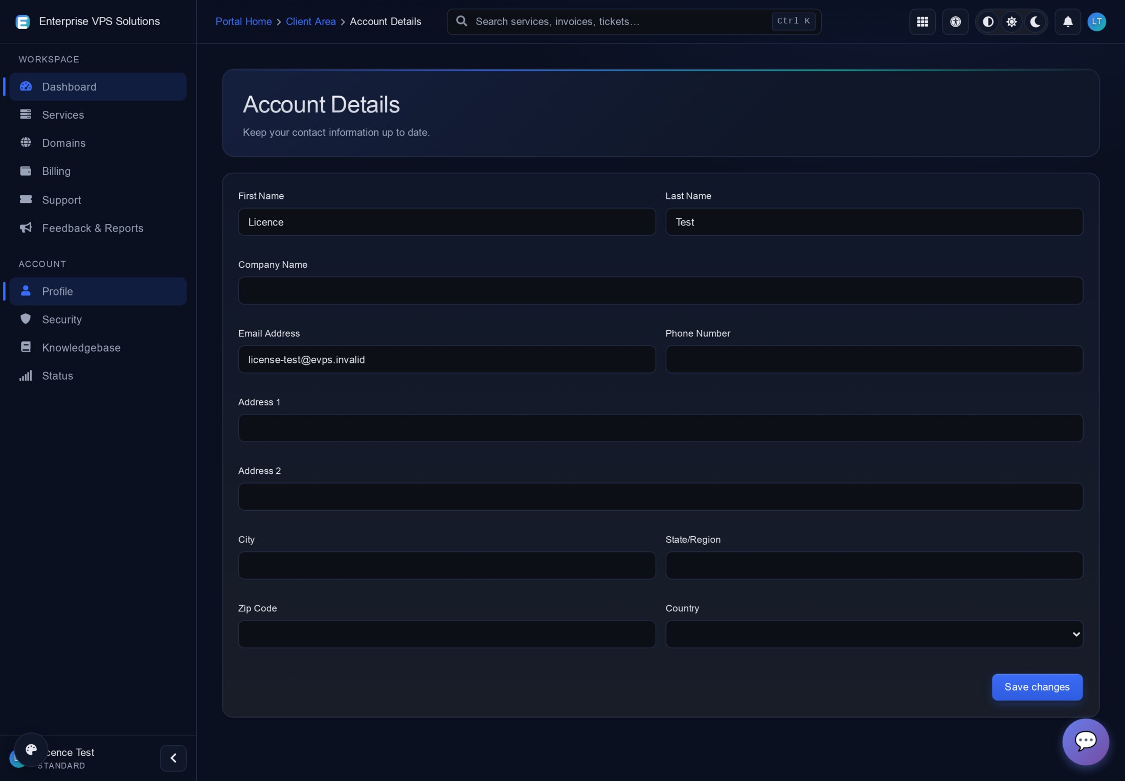 Account details