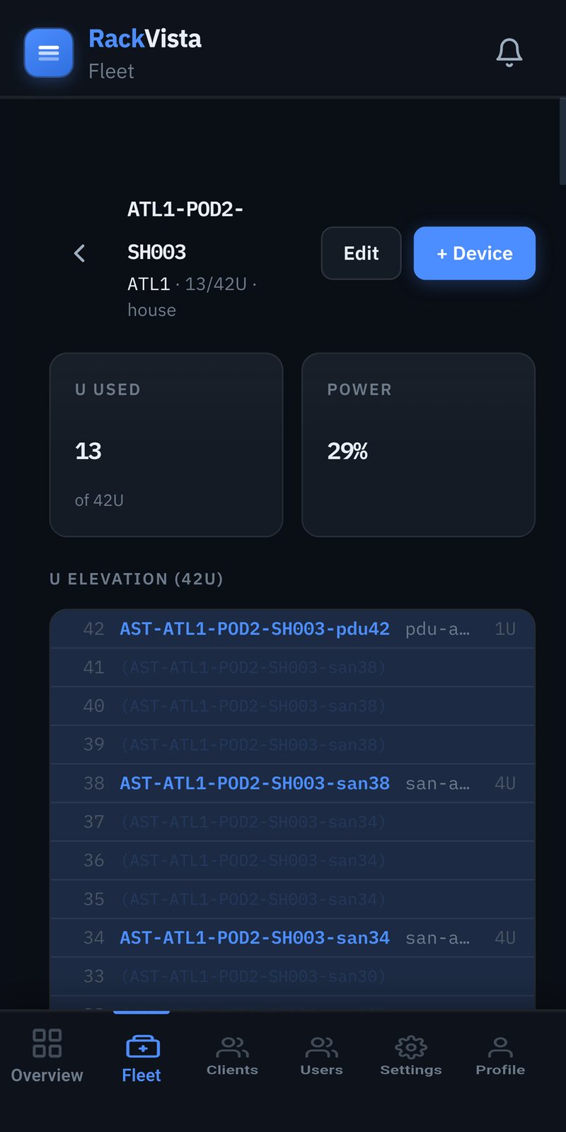 Rack elevation on mobile