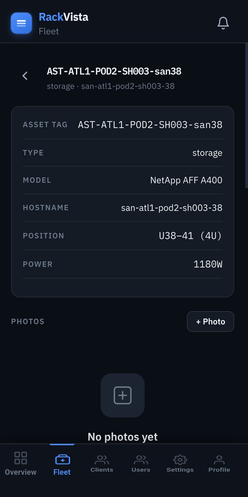 Device detail on mobile